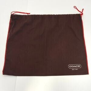 Coach Dust Bag Protective Cover Brown Storage Red Edge Drawstring 16x19”
